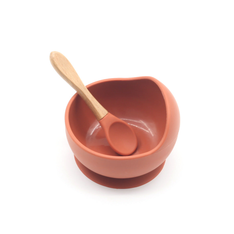 Baby Suction Cup Bowl Baby Food Supplement Bowl Spoon Cutlery Silicone Anti-Drop, Anti-Tip, Anti-Scald Portable Children'S Dinner Plate