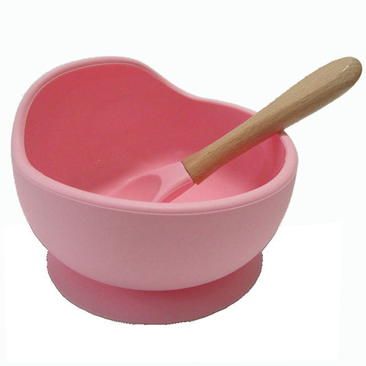 Baby Suction Cup Bowl Baby Food Supplement Bowl Spoon Cutlery Silicone Anti-Drop, Anti-Tip, Anti-Scald Portable Children'S Dinner Plate