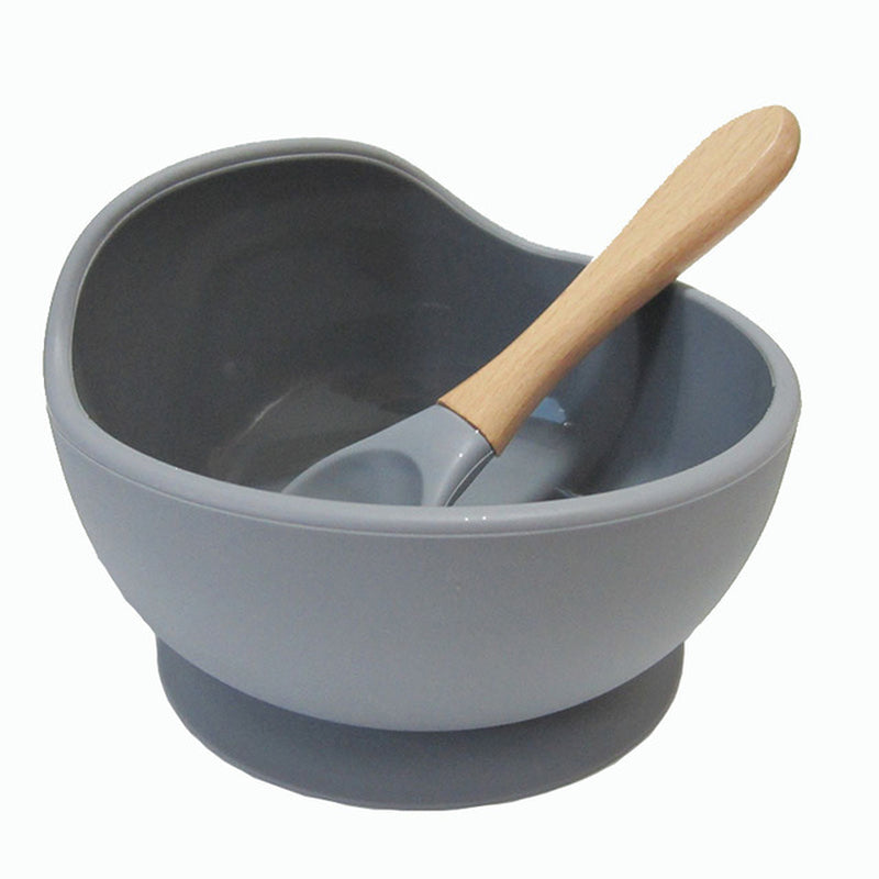 Baby Suction Cup Bowl Baby Food Supplement Bowl Spoon Cutlery Silicone Anti-Drop, Anti-Tip, Anti-Scald Portable Children'S Dinner Plate