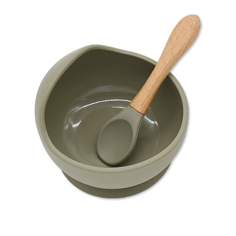 Baby Suction Cup Bowl Baby Food Supplement Bowl Spoon Cutlery Silicone Anti-Drop, Anti-Tip, Anti-Scald Portable Children'S Dinner Plate