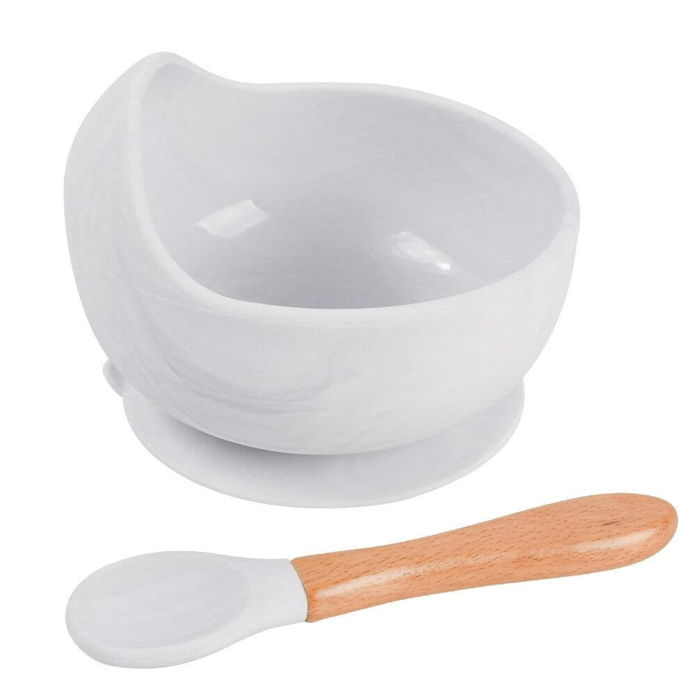 Baby Suction Cup Bowl Baby Food Supplement Bowl Spoon Cutlery Silicone Anti-Drop, Anti-Tip, Anti-Scald Portable Children'S Dinner Plate